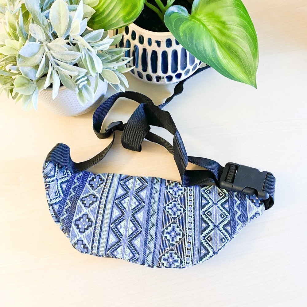 🦋 FANNY PACK Blue Tribal Printed Boho - Picture 3 of 4